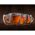 Haonai Double-Wall Insulated Coffee Mug Glass Tea Espresso Cups 8.5-Ounce Glass Coffee Mug